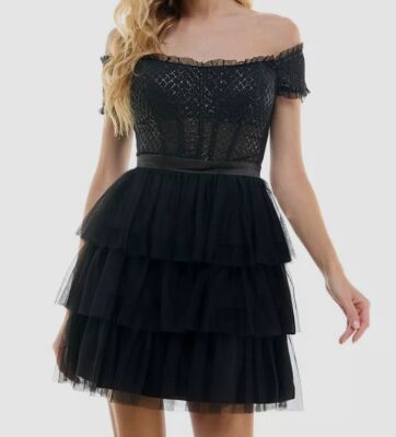 black mesh off the shoulder dress Dolce & Gabbana 1980s Black Layered Dress – Sacrificium