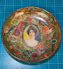 Antique 1920's Cigar Band Folk Art Bowl