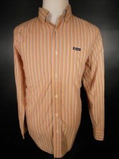 Beautiful Men's Large Ralph Lauren Chaps Orange Striped Long Sleeve Button Shirt