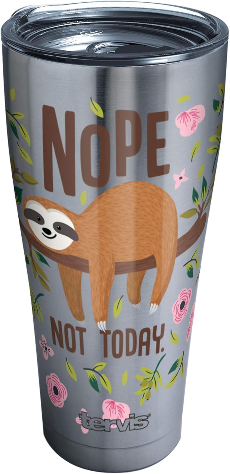 Sloth Nope Not Today Triple Walled Insulated Tumbler Travel Cup Keeps Drinks Col