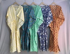 Wholesale Lot 3 PC Indian Cotton Long Beach Maxi Kaftan Dress One Size Caftan