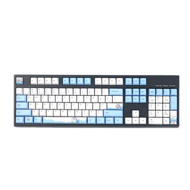 Anime Doraemon Keycap Blue White PBT 108 Keys Full Set For Mechanical Keyboard - Image 2 of 4
