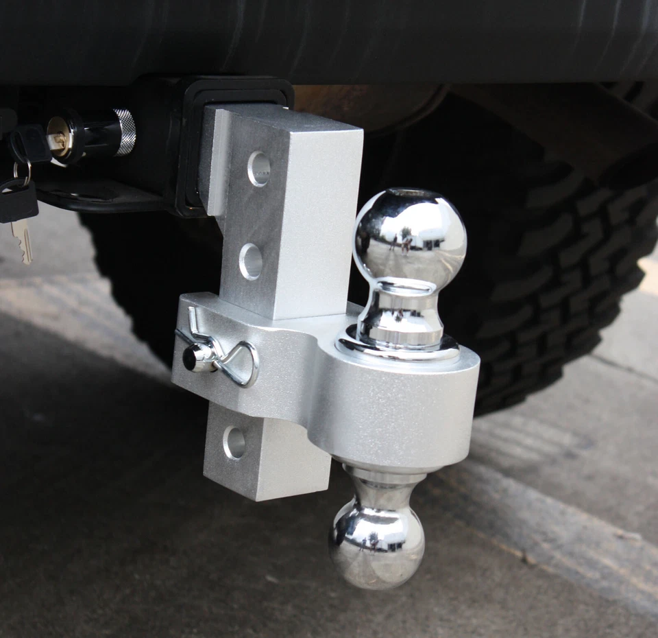 ALUMINIO 1-7/8" Y 2" BOLA 6" CAÍDA AJUSTABLE REMOLQUE REMOLQUE ENGANCHE Y BLOQUEO 2 piezas Foto 3 de 3