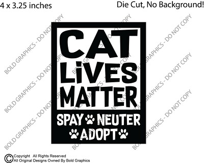 4inch Cat Lives Matter Decal Window Sticker Decor Spay Neuter Adopt Rescue Pet 