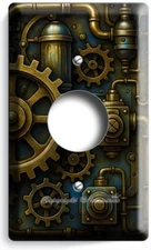 STEAMPUNK BRASS GEARS PIPES ART LIGHT SWITCH OUTLET WALL PLATES INDUSTRIAL DECOR