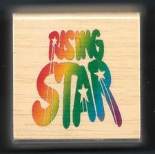 RISING STAR Encourage CONGRATULATIONS WORDS STAMPS ETC wood NEW CRI RUBBER STAMP