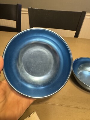 Set Of 2 Vintage Blue Aluminum Bowls | eBay