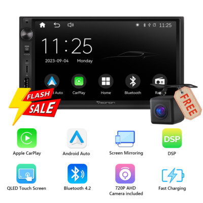 Double 2 Din 7 Inch QLED Android Auto Stereo Car Radio GPS Navigator CarPlay DSP