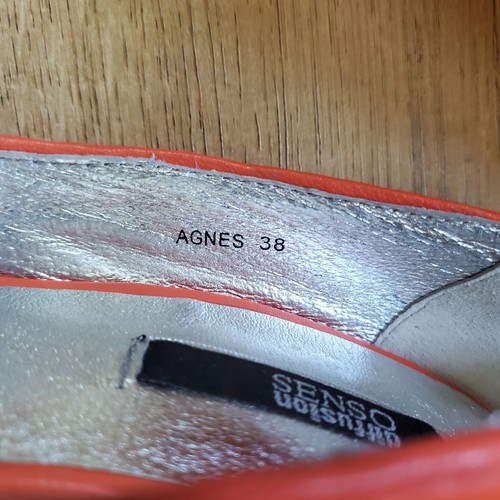 Fantastic SENSO Diffusion Agnes Leather Orange Platform Wedge Heels Sz 38 - Picture 7 of 8