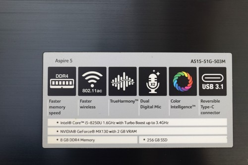 Acer Aspire A515-51G-503M 15.6in LCD intel i5-8250U 8GB RAM 256GB SSD Win 11 - Picture 14 of 15