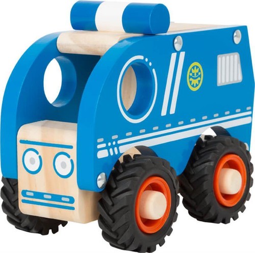 Polizeifahrzeug aus Holz, blau, Polizeiauto, Spielzeugauto, ab 18 Monate - Bild 3 von 8