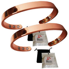 2PC Copper Magnetic Bracelet Arthritis Pain Relief MEN WOMEN Cuff w/FREE Pouch