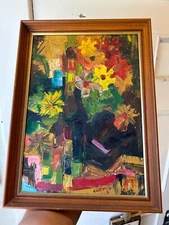 Abstract Russian avantgarde Painting Mid Century Original Signed Art 15.5x11.5