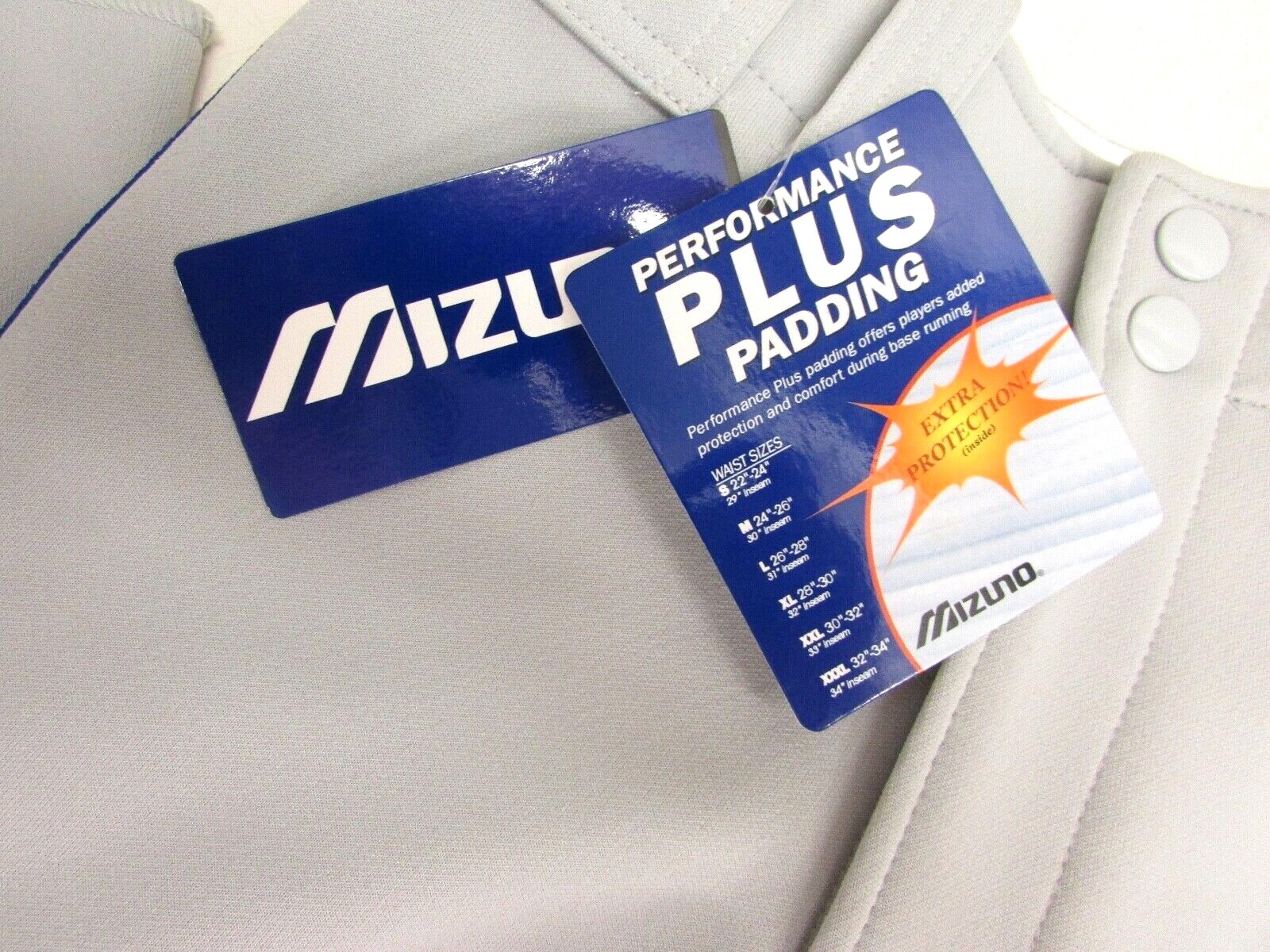 MIZUNO PERFORMANCE PLUS PADDING BASEBALL PANTS YOUTH S GRAY W/BLUE