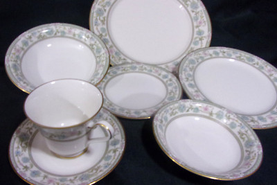 VINTAGE NORITAKE MIYOSHI 7194 IVORY CHINA ~ 7PC PLACE CHINA