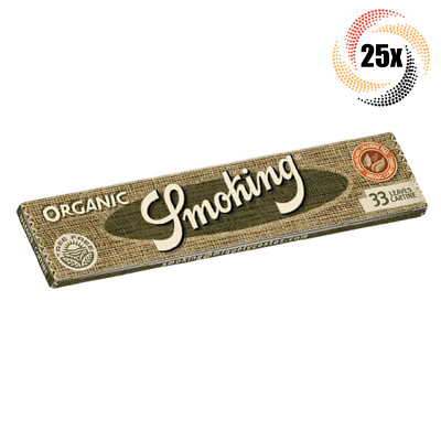 25x Packs Smoking Organic King Rolling Papers | 33 Papers Each | + 2 Free Tubes!
