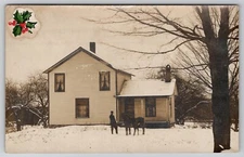 RPPC Winter Scene Horse Snowy House Landscape Rural Americana Real Photo c1911