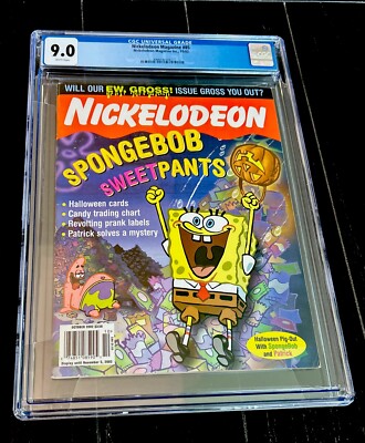 Nickelodeon RARE Mag 2002 SPONGE BOB SQUARE PANTS NO LABEL NEWSSTAND CGC 9.0