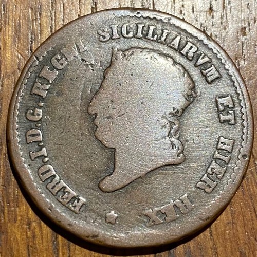 PIECE DE 5 TORNESI 1819 ROYAUME DE SICILE (1021) USEE MAIS RARE. - Picture 2 of 2