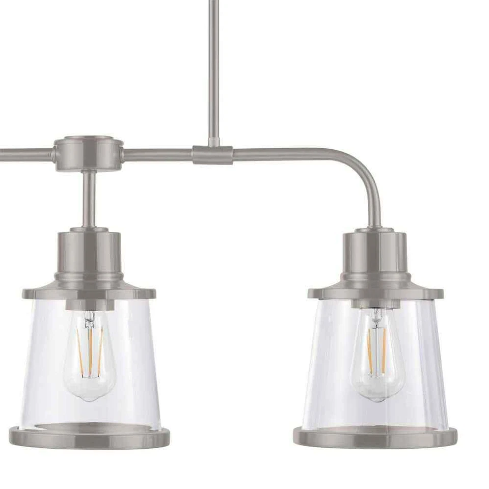 Lámpara de araña lineal de 3 luces de níquel cepillado Hampton Bay Rigby para comedor Foto 3 de 4