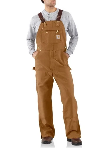 NEW 40x30 Carhartt Firm Duck Bib Overalls Men's Medium Loose Fit Brown OR0037-M