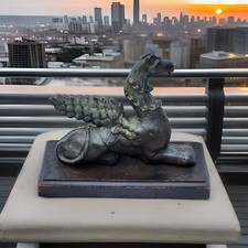 Antique 27.5 Lb 15" Cast Iron Bronze Architectural Griffin Building Topper Decor