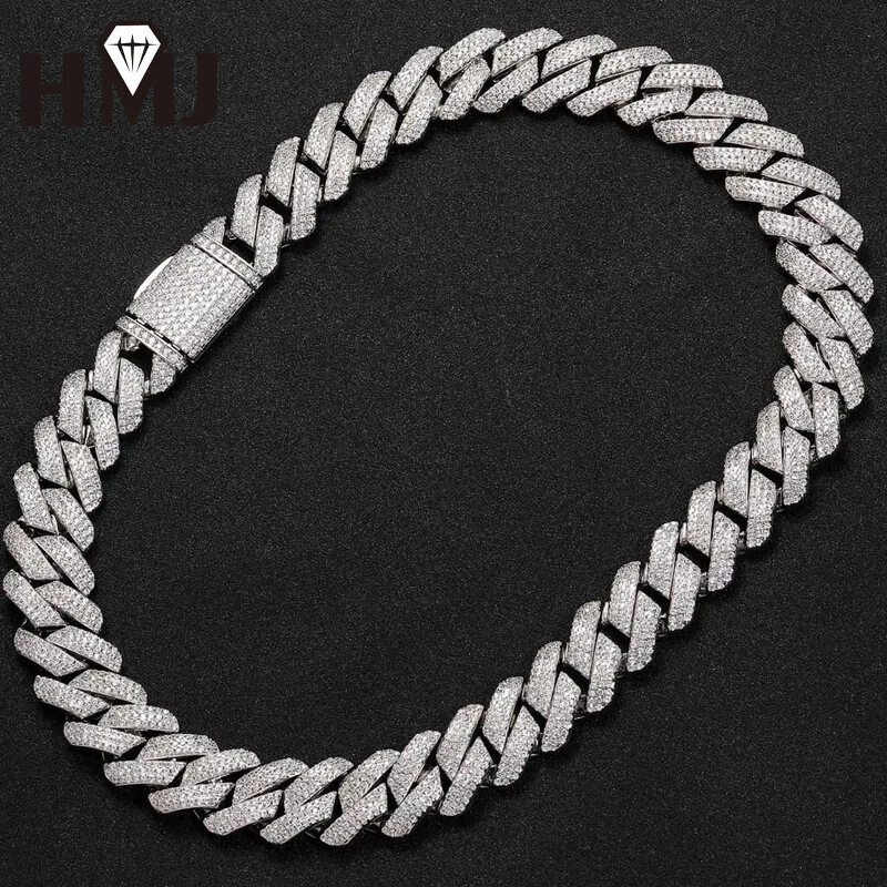 MOISSANITE Real Miami Eslabón Cubano Hip Hop Pulsera Cadena Plata 925 Collar Regalo Foto 4 de 4