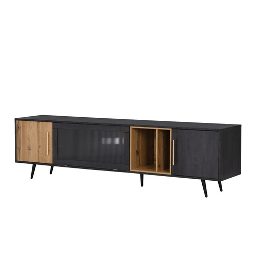 TV Schrank Lowboard TV Board mit 3 Schranktüren Fernsehtisch Unterschrank 200 cm - Bild 12 von 16