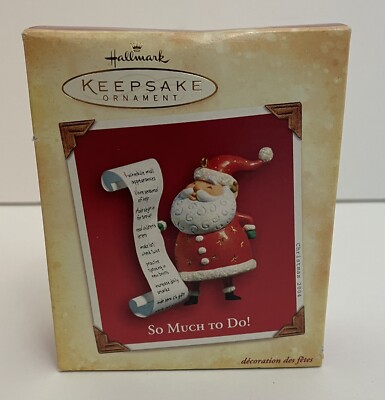 2004 HALLMARK Keepsake Ornament So Much To Do SANTA LIST Christmas With Box
