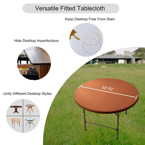 Round Spandex 60 Inch Fitted Tablecloth Elastic Picnic Folding Table Cloth St... - Picture 2 of 6