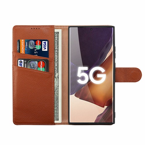 Genuine Leather Wallet Flip Case Cover For Samsung Galaxy Note20 Note20 Ultra 5G - Picture 12 of 18