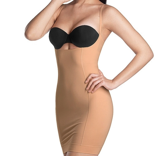 HANRO Shapewear Open Bust Natural Shape Body Dress Smoothing Slip UK XS NEW - Afbeelding 1 van 3