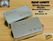 Chrome Wide Range Style Alnico 5 Humbucker Set (4-wire)