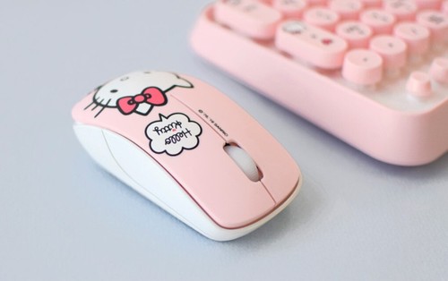 Hello Kitty Wireless Keyboard & Mouse SET Retro Typing Keyboard - Pink White - Picture 20 of 20