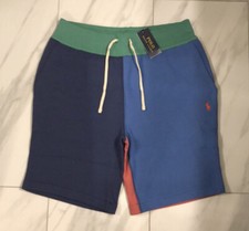 Polo Ralph Lauren Men's Colorblock Fleece Sweat Shorts Blue Red Green 98.50 New