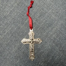 Regent Square Cross Silvertone Religious Spiritual Holiday Hanging Ornament