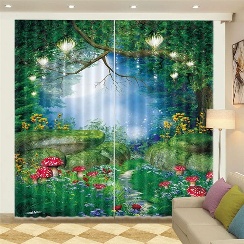 Lantern Lit Branches 3D Curtain Blockout Photo Printing Curtains Drape Fabric - Picture 3 of 12