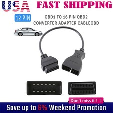 Universal 12 Pin Obd1 To 16 Pin Obd2 Diagnostic Scanner Convertor Adapter Cable