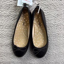 Cat Jack Girls Size 1 Black Diana Slip On Ballet Flats Memory Foam