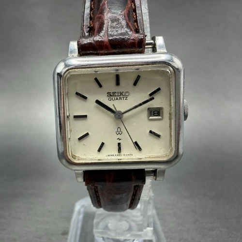 Seiko Watch Women 24mm White Dial Silver Tone Date 4325-5000 New Battery Vintage