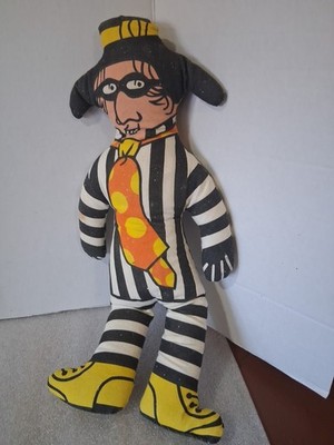 Vintage 16 Zoll McDonalds Hamburglar Stofftier Puppe ohne Umhang, hat Flecken und Flecken.