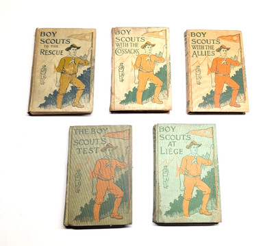 Lot of 5 Antique 1915-1916 Boy Scout Series Books Saalfield Publishing Poor Cond