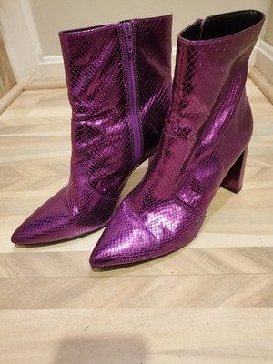 INC Anila Purple ScalePattern Block Heel Booties size 10