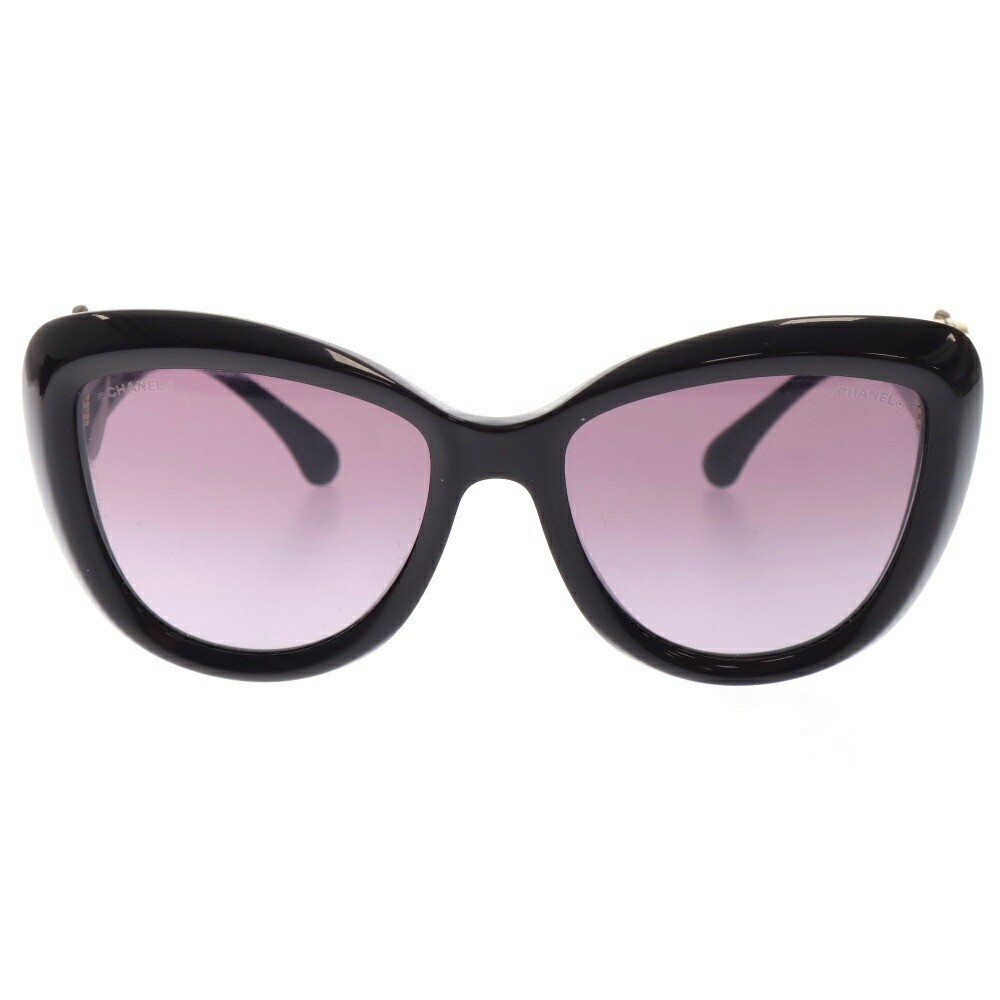 CHANEL Coco Mark Heart Temple Sunglasses Size 54 Bordeaux Oval Lens