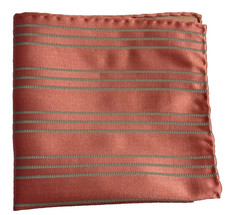 Made in Italy Salmon Pink Striped Pocket Square 100 Silk