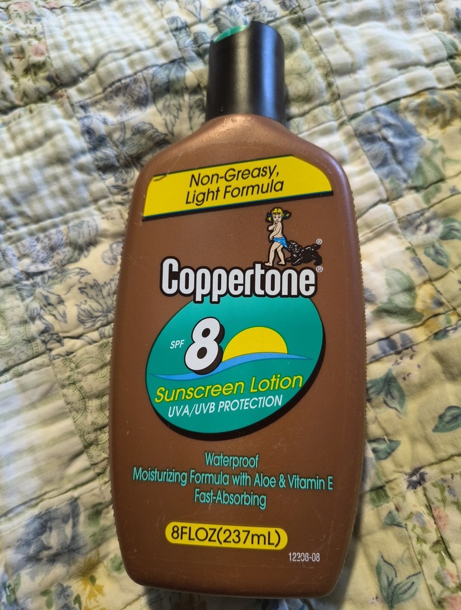 Vintage Coppertone Waterproof Sunscreen Lotion SPF 8 Prop 8 Fl oz