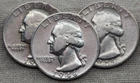 Lot of 3 1946 Washington Quarters PDS : 1946P 1946D 1946S - .9 Fine Silver Coins