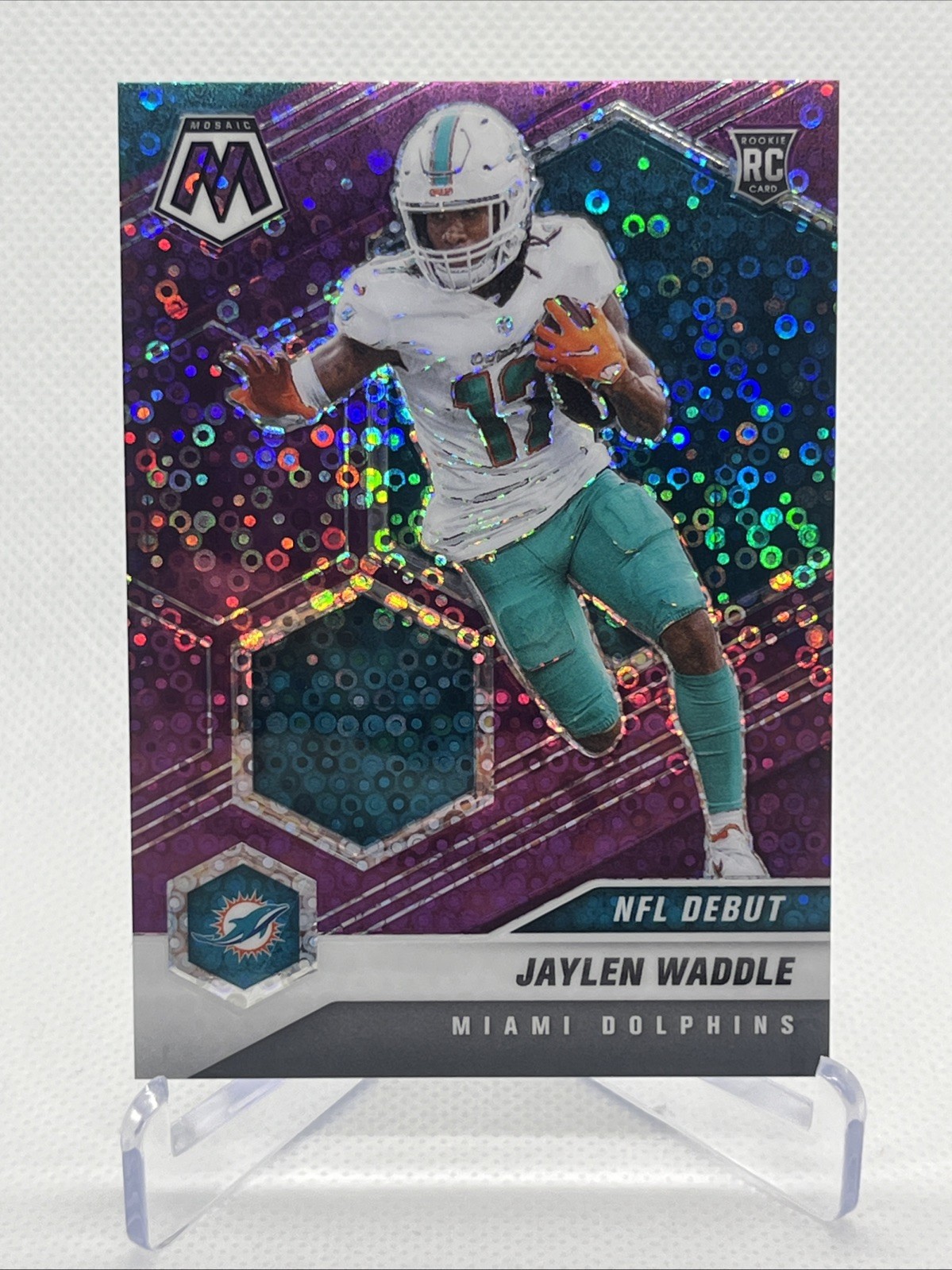 2021 NFL Debut Mosaic Jaylen Waddle /50 Disco #248 Rookie Card Miami Dolphins