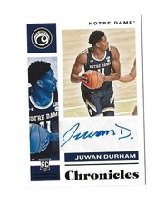2021-22 Panini Chronicles Basketball JUWAN DURHAM Autographed RC Rookie