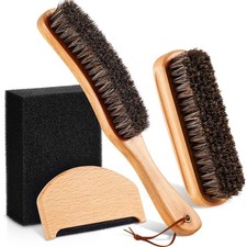 4 Pcs Horsehair Felt Hat Brush Kit with Cleaning Sponge Cowboy Clean Hat Wood...